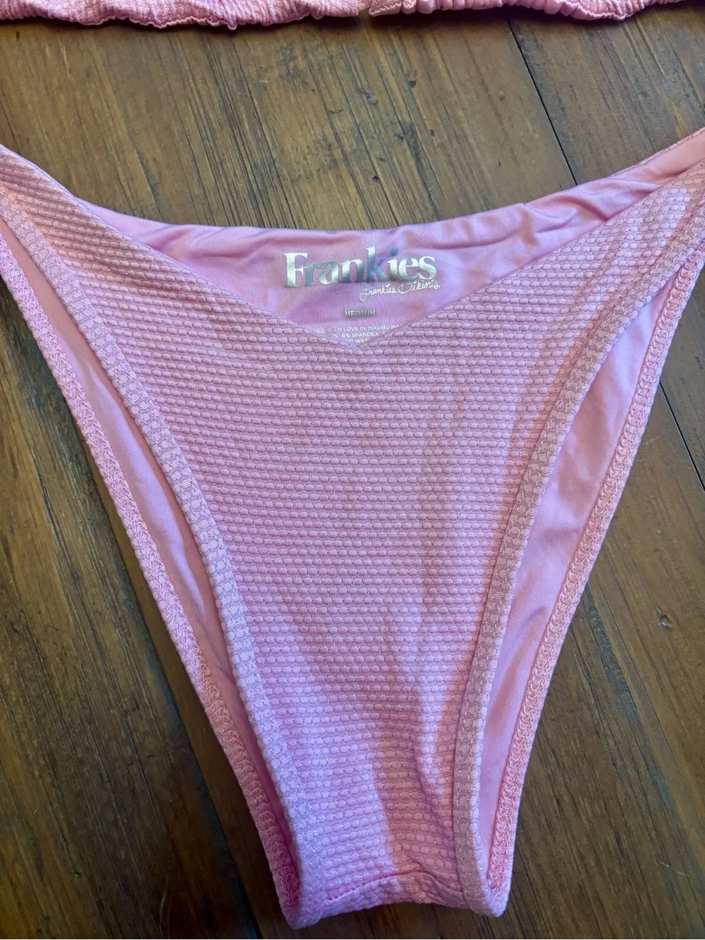 Frankie’s bikinis pink ribbed bikini set